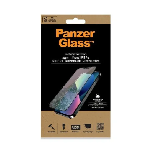 iPhone 13 Mini PanzerGlass E2E MicroFracture Antibakteriális és tükröződésmentes tokbarát üvegfólia fekete - 2