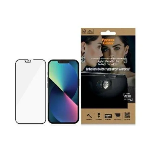 iPhone 13 / 13 Pro / 14 PanzerGlass E2E MicroFracture Antibakteriális CamSlider tokbarát üvegfólia fekete - 1