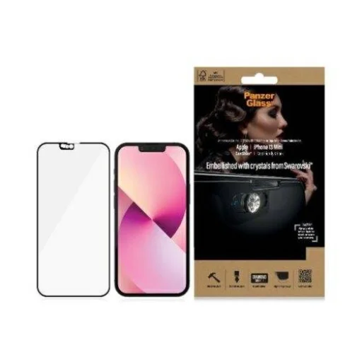 iPhone 13 Mini PanzerGlass E2E MicroFracture Antibakteriális CamSlider tokbarát üvegfólia fekete - 1
