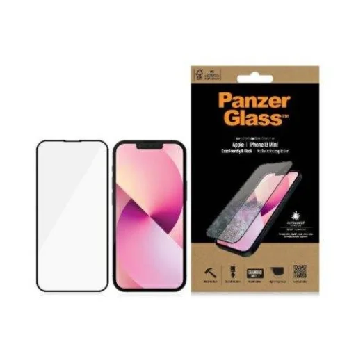 iPhone 13 Mini PanzerGlass E2E MicroFracture Antibakteriális tokbarát üvegfólia fekete - 1
