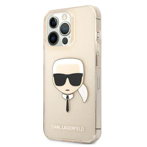 iPhone 13 Pro 6.1'' Karl Lagerfeld Glitter Karl`s Head tok arany (KLHCP13LKHTUGLGO) - 6