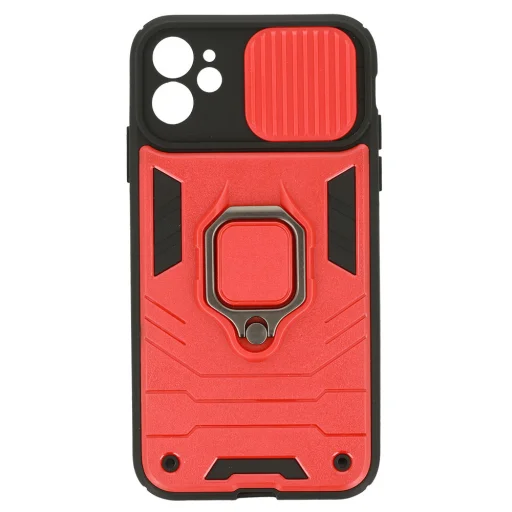 iPhone 13 Ring Lens tok kameralencse védővel és kihajtható támasszal piros - 7