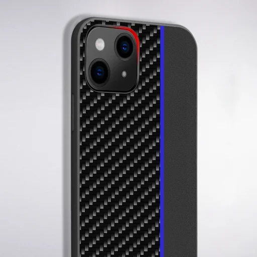 iPhone 13 Pro Tel Protect Carbon Tok Fekte / Kék Csík - 4