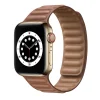 Apple Watch 4/5/6/7/8/SE/Ultra (42/44/45/49mm) barna Loop Leather bőr óraszíj mágneses - 3