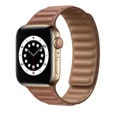Apple Watch 3/4/5/6/7/8/SE 38/40/41mm barna Loop Leather bőr óraszíj mágneses
