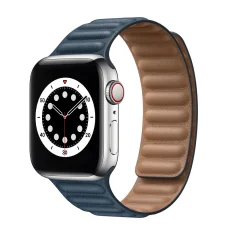 Apple Watch 3/4/5/6/7/8/SE 38/40/41mm sötétkék Loop Leather bőr óraszíj mágneses