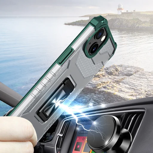 iPhone 13 Mini Crystal Ring Kickstand tok zöld - 3