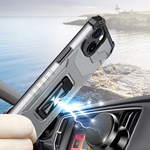 iPhone 13 Crystal Ring Kickstand tok fekete - 4