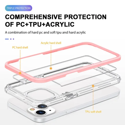 iPhone 14 Pro Max Acrylic hybrid tok pink / rózsaszín ütésálló anti-shock - 4