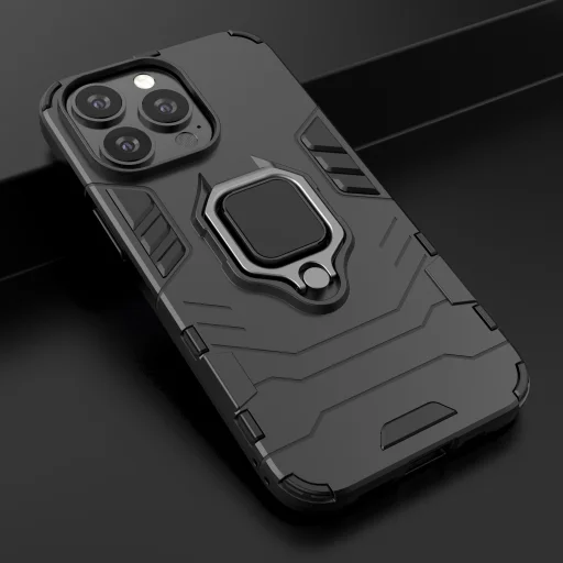 iPhone 13 Pro Max Ring Armor tok kihajtható támasszal fekete - 10