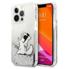 iPhone 13 Pro Max Karl Lagerfeld KLHCP13XGCFS Liquid Glitter Choupette Fun tok ezüst