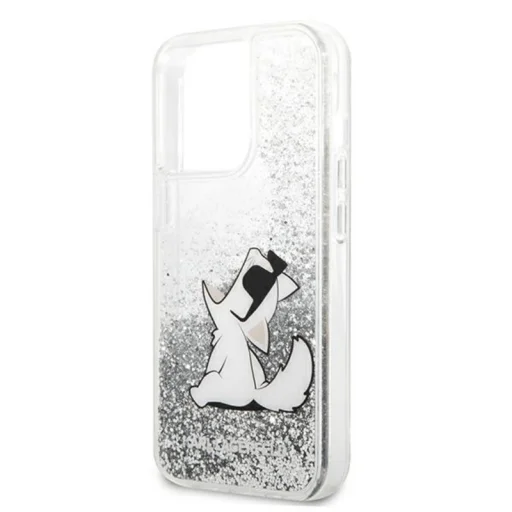iPhone 13 Pro Max Karl Lagerfeld KLHCP13XGCFS Liquid Glitter Choupette Fun tok ezüst - 8