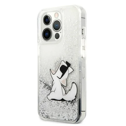 iPhone 13 Pro Max Karl Lagerfeld KLHCP13XGCFS Liquid Glitter Choupette Fun tok ezüst - 4