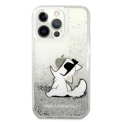 iPhone 13 Pro Max Karl Lagerfeld KLHCP13XGCFS Liquid Glitter Choupette Fun tok ezüst - 5