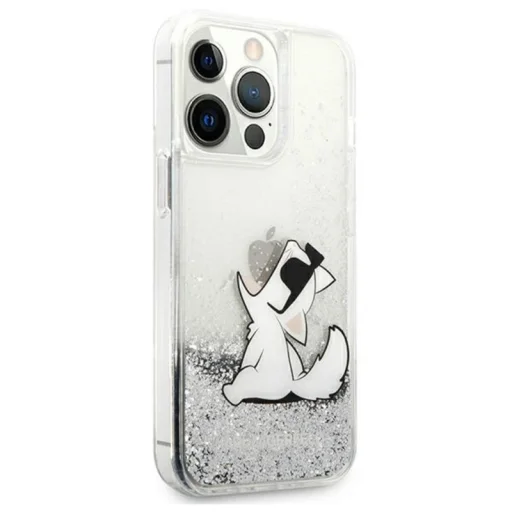 iPhone 13 Pro Max Karl Lagerfeld KLHCP13XGCFS Liquid Glitter Choupette Fun tok ezüst - 6