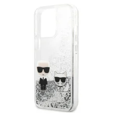 iPhone 13 Pro Karl Lagerfeld Liquid Glitter Karl Choupette tok ezüst (KLHCP13LGKCS)