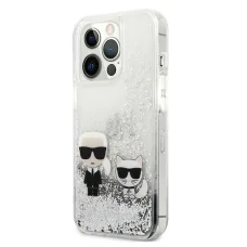 iPhone 13 Pro Max Karl Lagerfeld Liquid Glitter Karl Choupette tok ezüst (KLHCP13XGKCS)