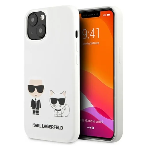 iPhone 14 Plus Karl Lagerfeld  Karl és Choupette szilikon tok fehér (KLHCP14MSSKCW) - 1