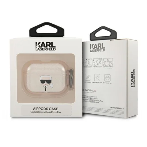 Airpods Pro 1/2 Karl Lagerfeld KLAPUKHGD Karl Head Glitter tok arany - 3
