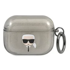 Airpods Pro 1/2 Karl Lagerfeld KLAPUKHGK Karl Head Glitter tok fekete