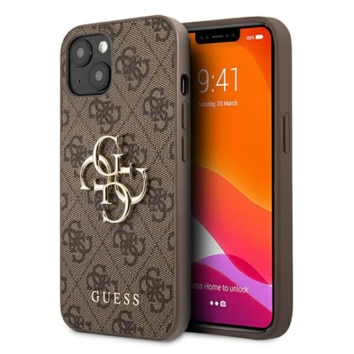iPhone 13 Guess GUHCP13M4GMGBR Big Metal Logo tok 4G barna - 1