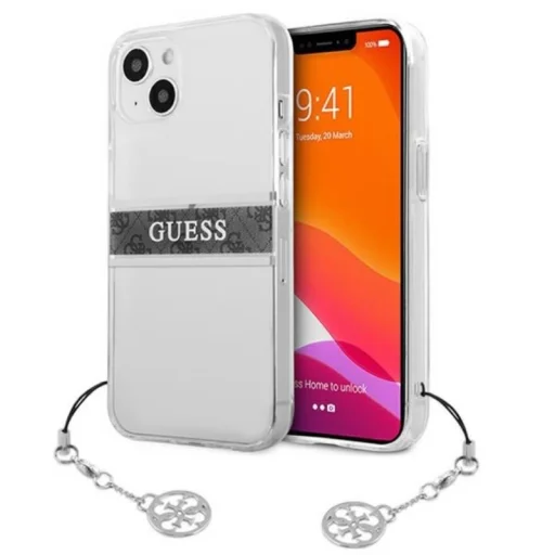 iPhone 13 Mini Guess 4G Stripe Grey Charm tok átlátszó (GUHCP13SKB4GGR) - 1