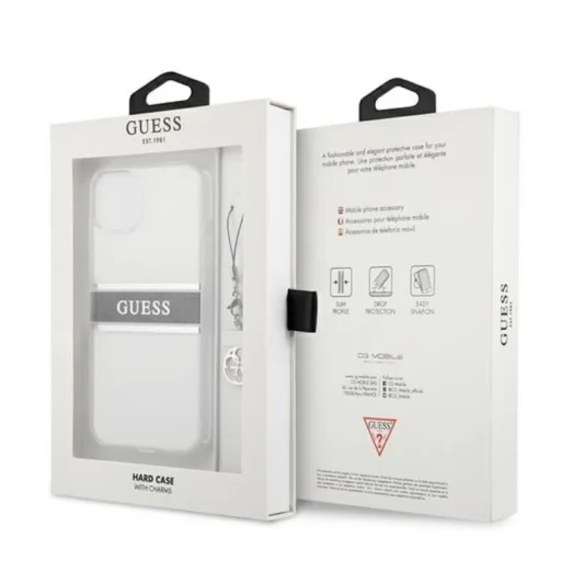 iPhone 13 Mini Guess 4G Stripe Grey Charm tok átlátszó (GUHCP13SKB4GGR) - 2