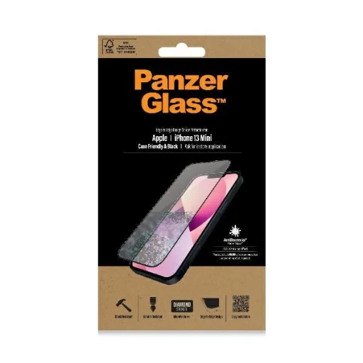 iPhone 13 Mini PanzerGlass E2E MicroFracture Antibakteriális tokbarát üvegfólia fekete - 2