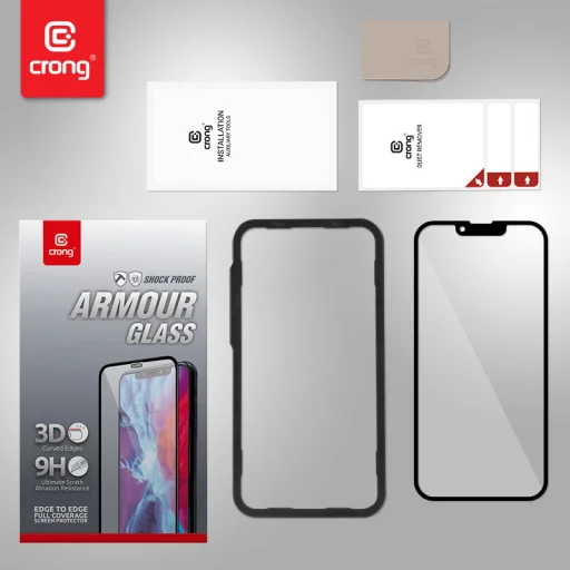 iPhone 13 / iPhone 13 Pro / iPhone 14 Crong Anti-Bacterial 3D Armor Glass 9H kijelzővédő üvegfólia - 4