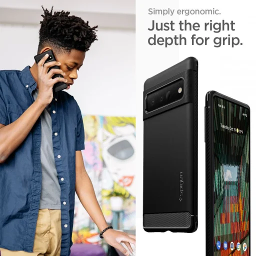Google Pixel 6 Pro Spigen Rugged Armor tok matt fekete - 9