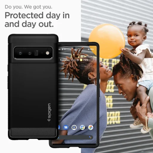 Google Pixel 6 Pro Spigen Rugged Armor tok matt fekete - 12