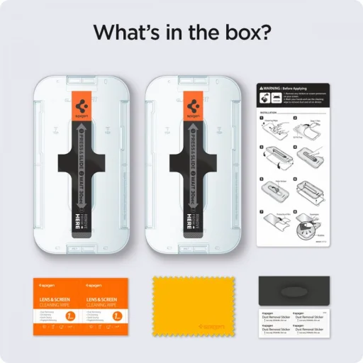 iPhone 16e / 13 / 13 Pro / 14 Spigen Glas.TR Slim EZ Fit 2 db kijelzővédő üvegfólia + felhelyezőkeret (AGL03388) - 4