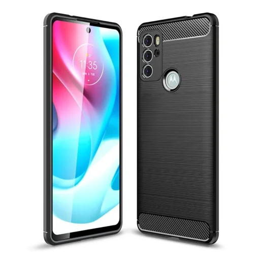 Motorola Moto G60S Tech-Protect carbon mintájú TPU tok fekete - 1