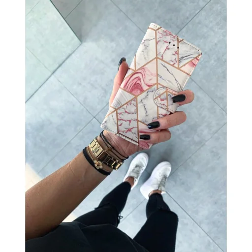 Samsung Galaxy A03S Tech-Protect Wallet fliptok Márvány mintás - 3