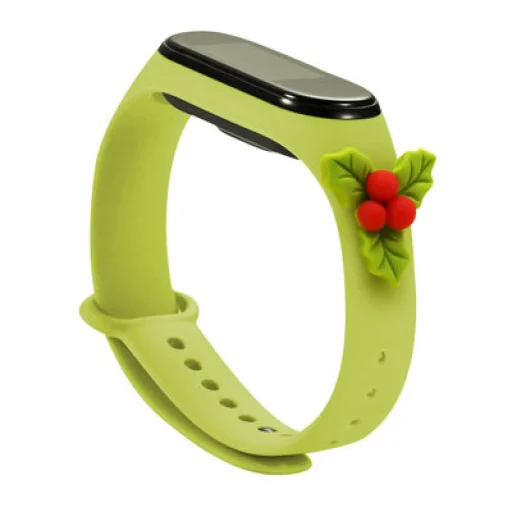 Strap Xmas karácsonyi óraszíj Xiaomi Mi Band 4 / Mi Band 3 zöld fagyönggyel - 2