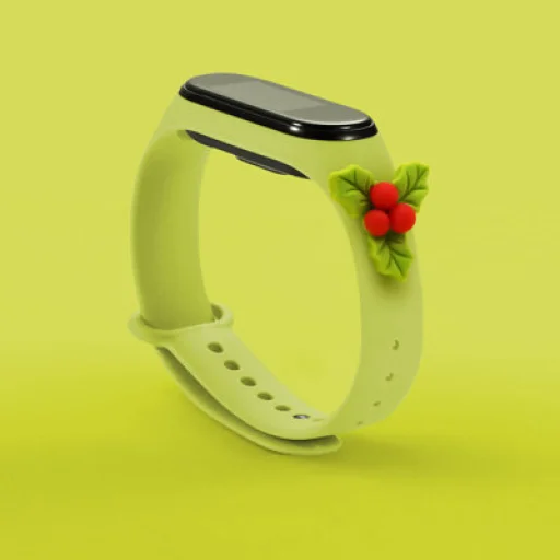 Strap Xmas karácsonyi óraszíj Xiaomi Mi Band 4 / Mi Band 3 zöld fagyönggyel - 1
