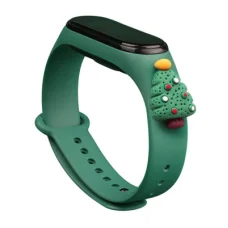 Strap Xmas karácsonyi óraszíj Xiaomi Mi Band 4 / Mi Band 3 sötétzöld fenyőfa