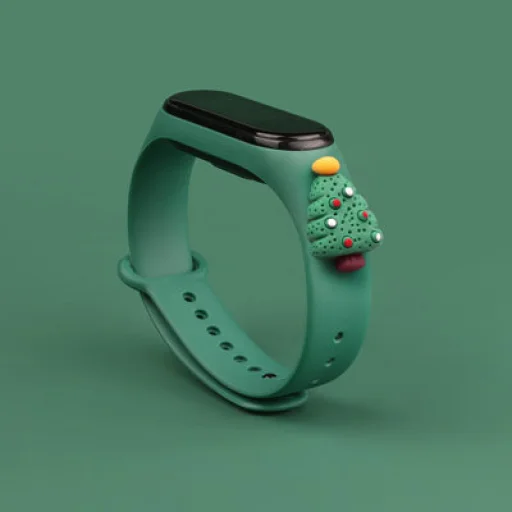 Strap Xmas karácsonyi óraszíj Xiaomi Mi Band 4 / Mi Band 3 sötétzöld fenyőfa - 2