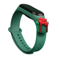 Strap Xmas karácsonyi óraszíj Xiaomi Mi Band 4 / Mi Band 3 sötétzöld ajándék