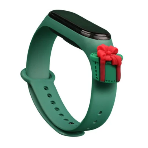 Strap Xmas karácsonyi óraszíj Xiaomi Mi Band 4 / Mi Band 3 sötétzöld ajándék - 1