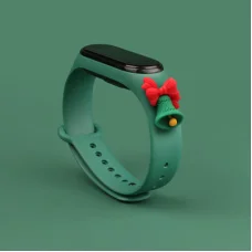 Strap Xmas karácsonyi óraszíj Xiaomi Mi Band 4 / Mi Band 3 sötétzöld harang
