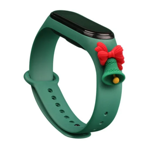 Strap Xmas karácsonyi óraszíj Xiaomi Mi Band 4 / Mi Band 3 sötétzöld harang - 2