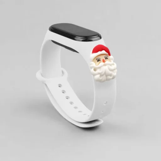 Strap Xmas karácsonyi óraszíj Xiaomi Mi Band 4 / Mi Band 3 fehér Mikulás - 1