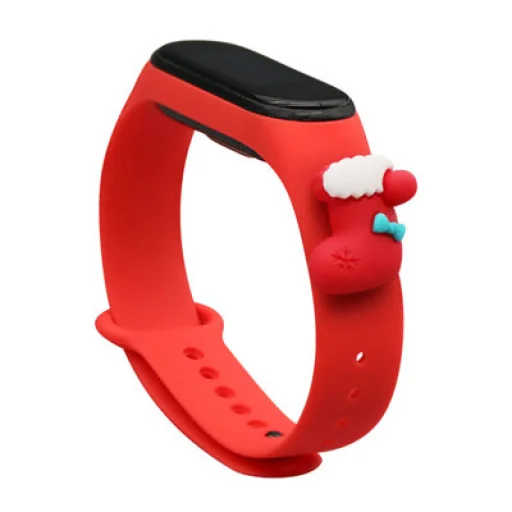 Strap Xmas karácsonyi óraszíj Xiaomi Mi Band 4 / Mi Band 3 piros zokni - 1