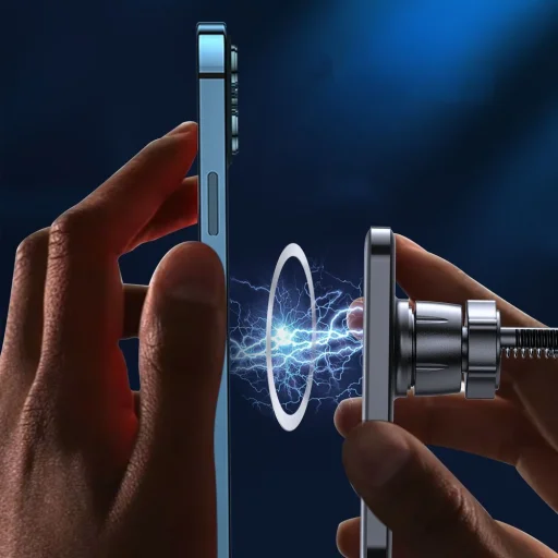 WK Design Upine Mágneses MagSafe autós tartó és vezeték nélküli Qi töltő fehér - 5