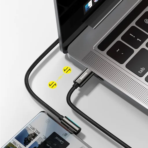 Baseus Legend 90 fokban döntött USB Type-C - USB Type-C kábel 100W 5A 2m kék (CACS000703) - 9