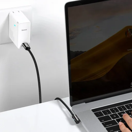 Baseus Legend 90 fokban döntött USB Type-C - USB Type-C kábel 100W 5A 2m kék (CACS000703) - 6