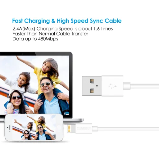 Choetech MFI USB - Lightning töltő kábel 1.2m white - 5
