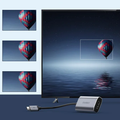 Choetech Egyirányú kábel adapter USB Type-C - HDMI 8K@60Hz szürke (HUB-H16) - 4