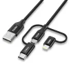 Choetech 3in1 MFI kábel USB - USB Type C / micro USB / Lightning (3A / 480 Mbps) 1.2m fekete (IP0030-BK) thumbnail